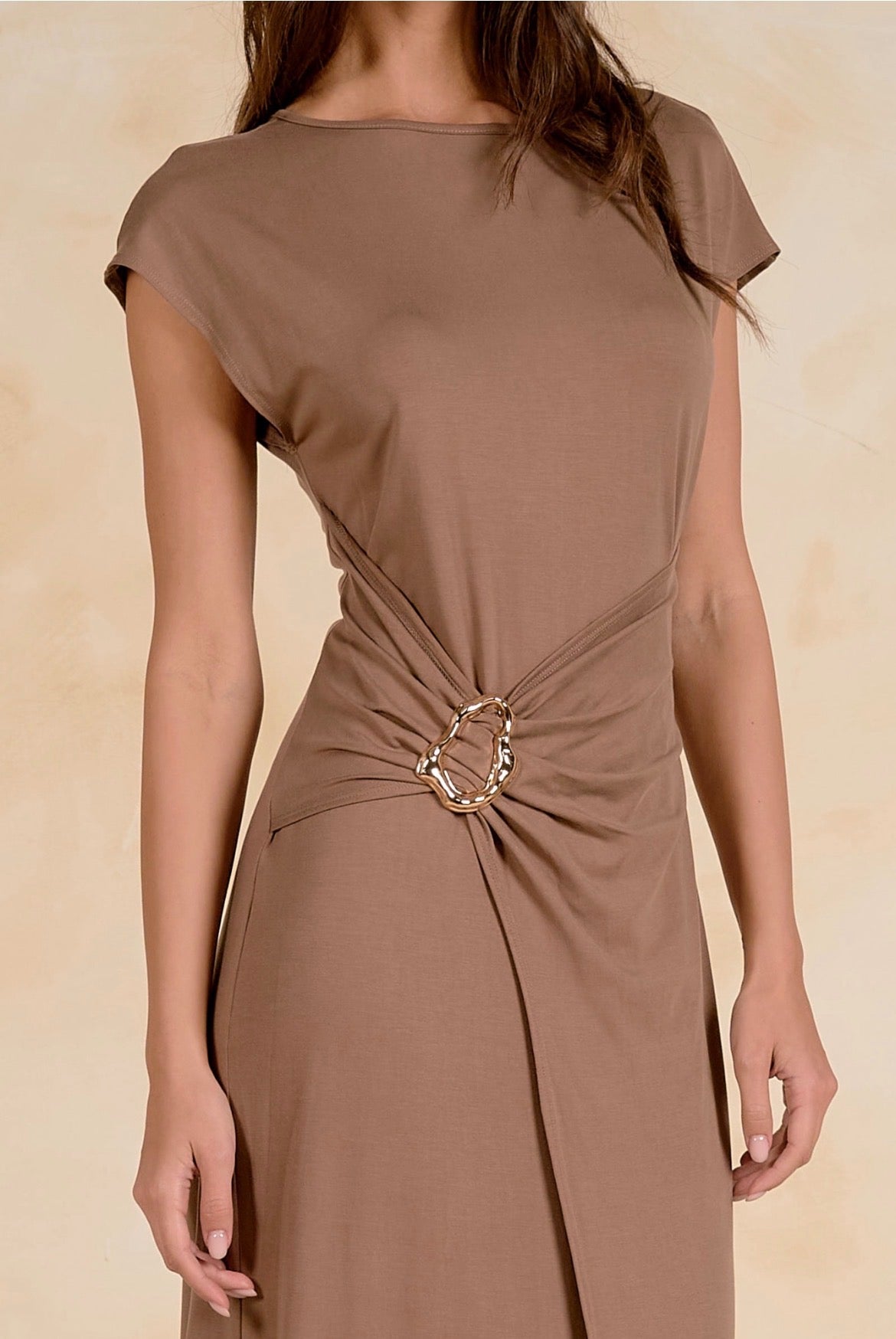 Maxi Cap Sleeve Cinced WB-Light Brown