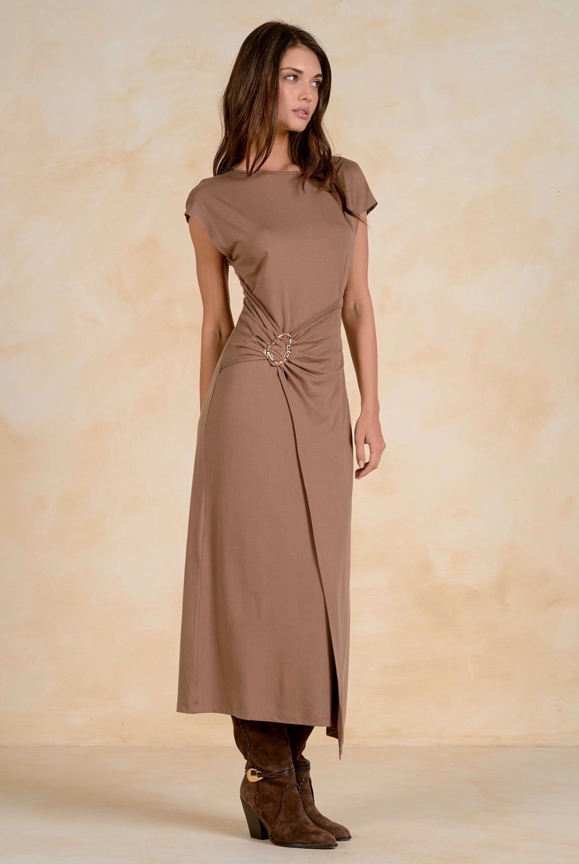 Maxi Cap Sleeve Cinced WB-Light Brown