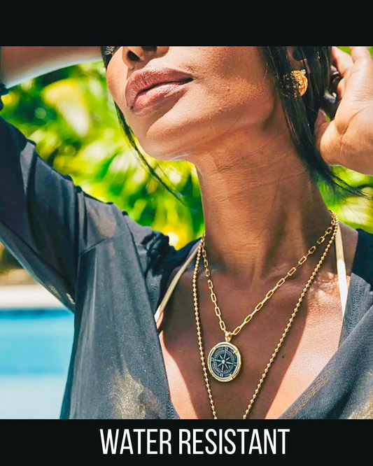 Compass Coin Necklace w/Paperclip Chain
