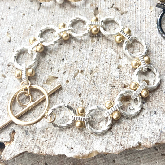 Matte Silver w/Gold Accents Bracelet