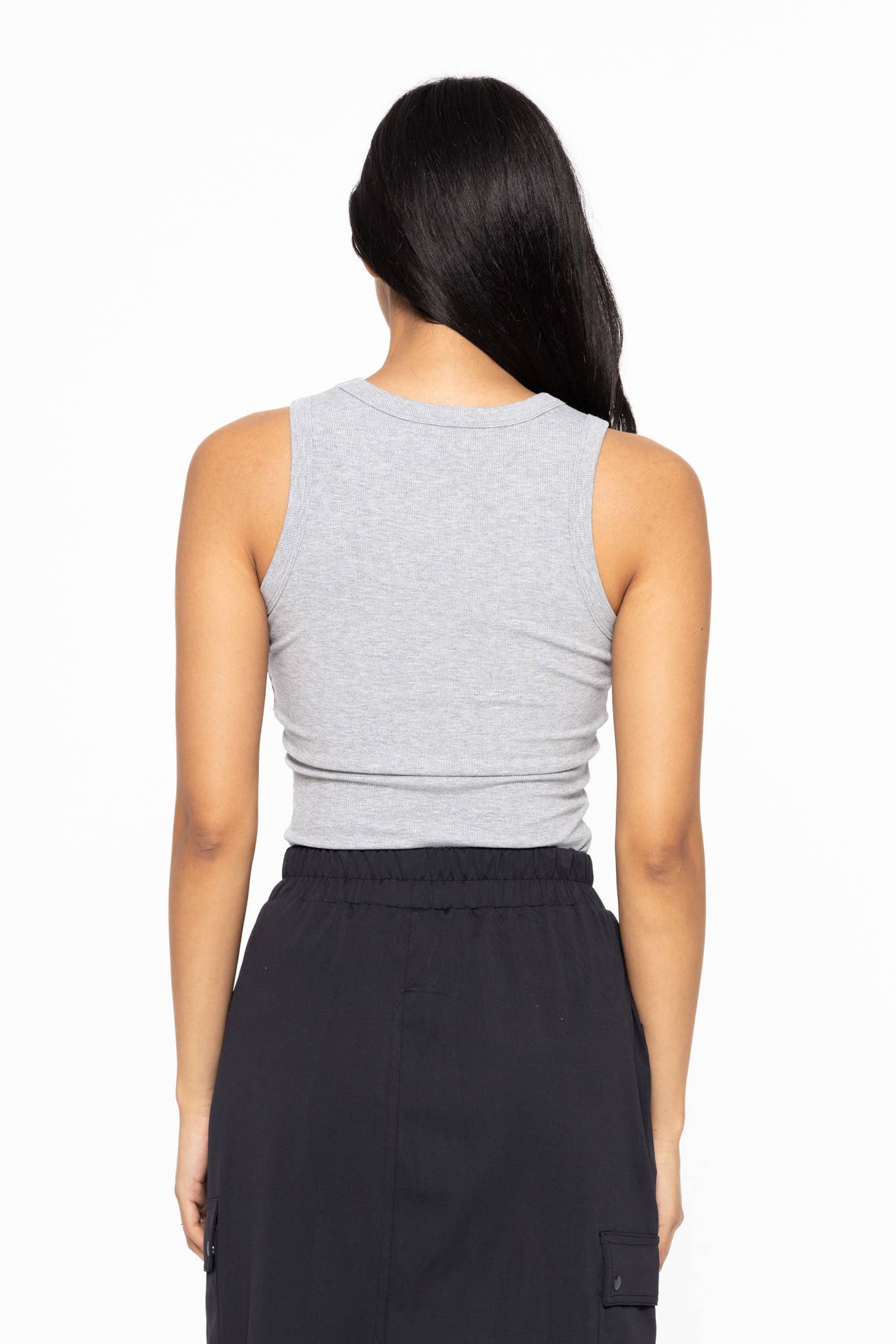 Essential Micro-Ribbed Athleisure Tank Top-Heather Grey